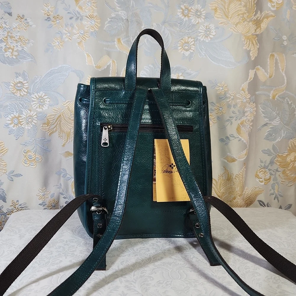 Patricia Nash Seluci Blue Coral Green Leather Backpack Nwt - Picture 4 of 11